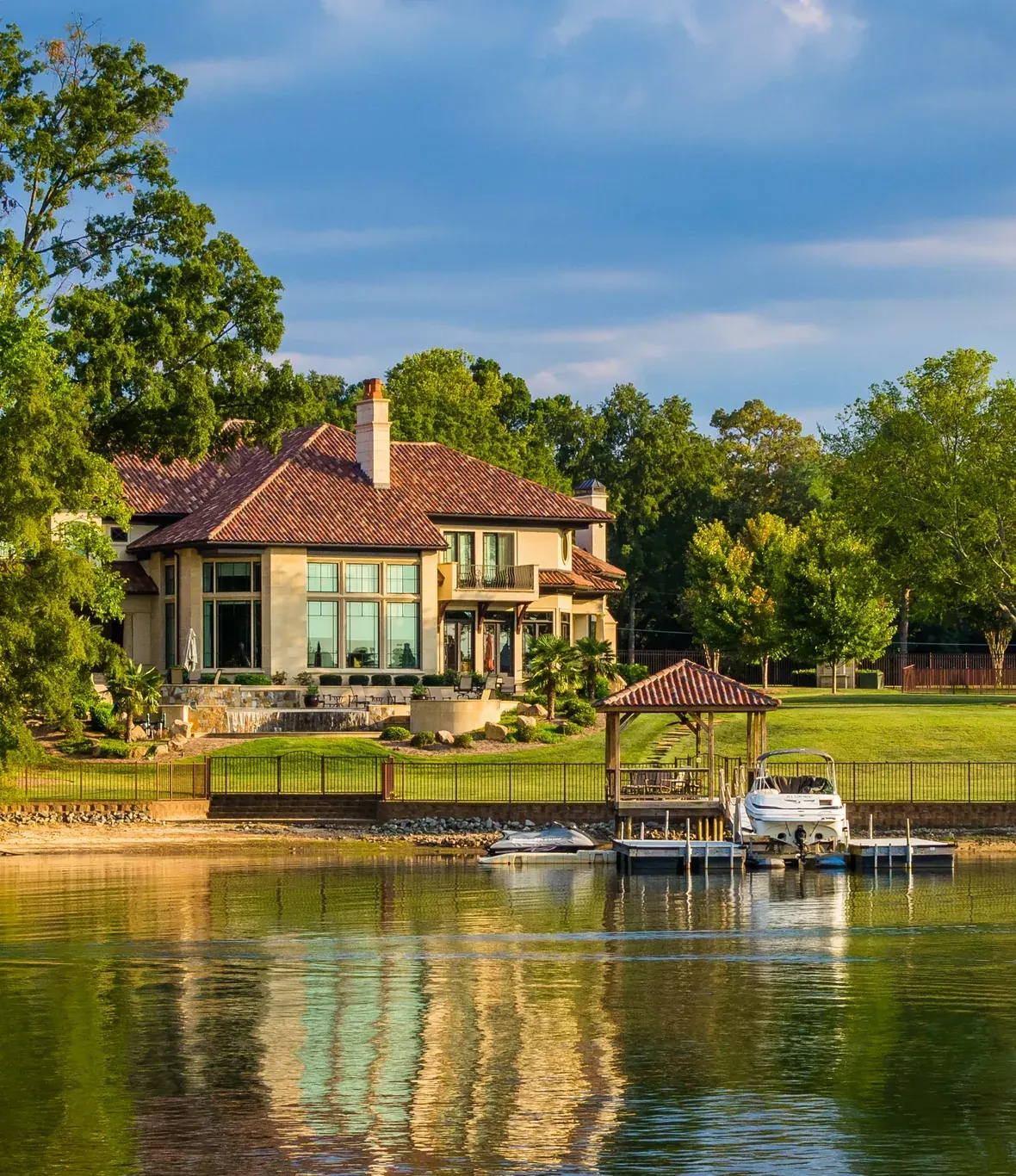 Waterfront home with a dock and covered pierhead